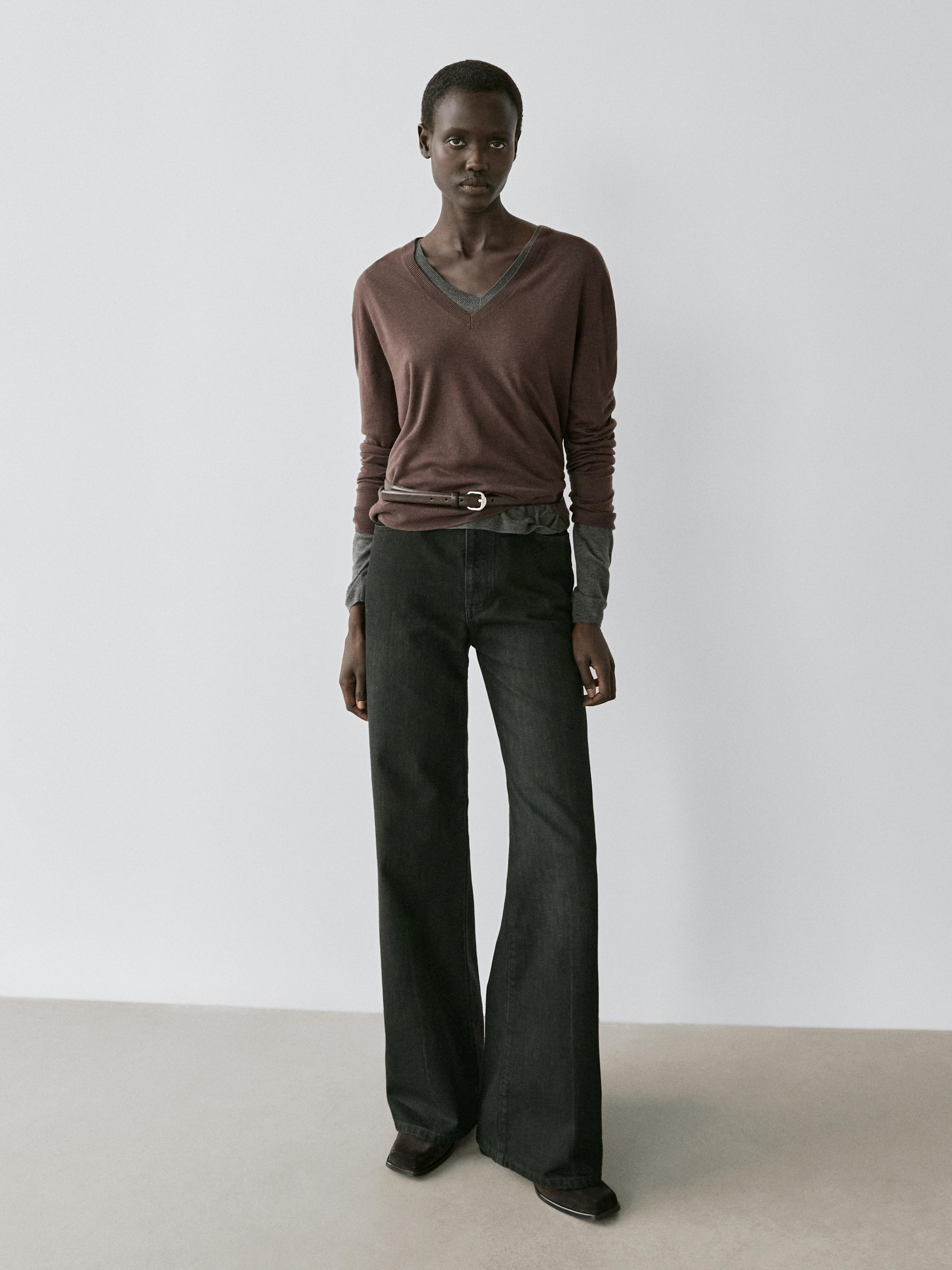 Straight-leg high-waist jeans