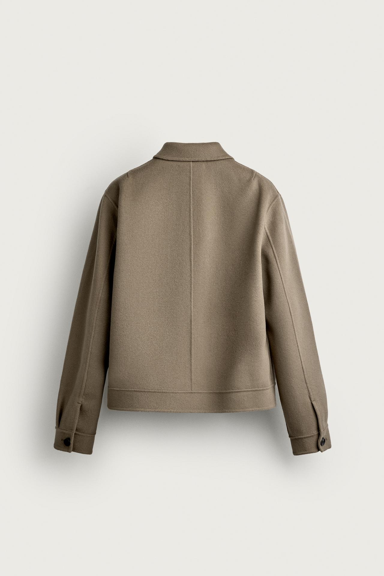 100% WOOL CROPPED JACKET — Taupe gray