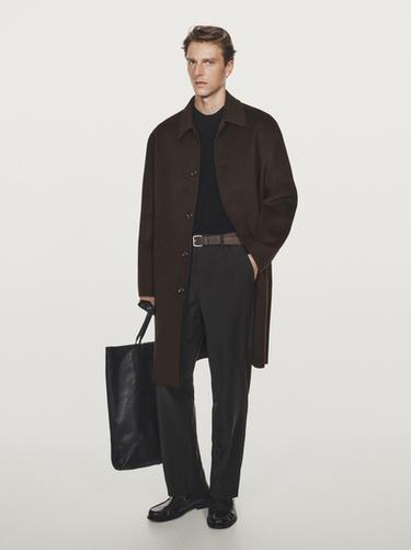 Zara Long wool blend coat - Brown