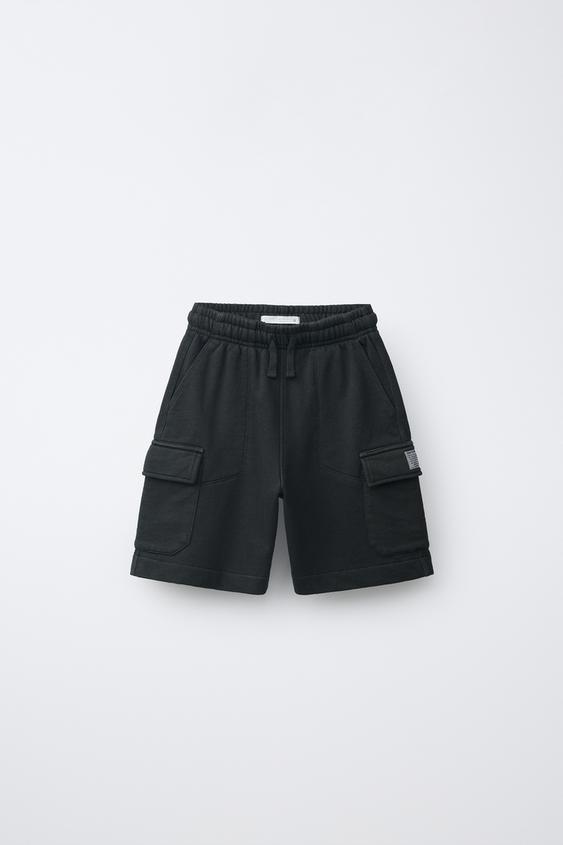 BERMUDA DE MOLETOM CARGO - Carvão da Zara - Imagem 0
