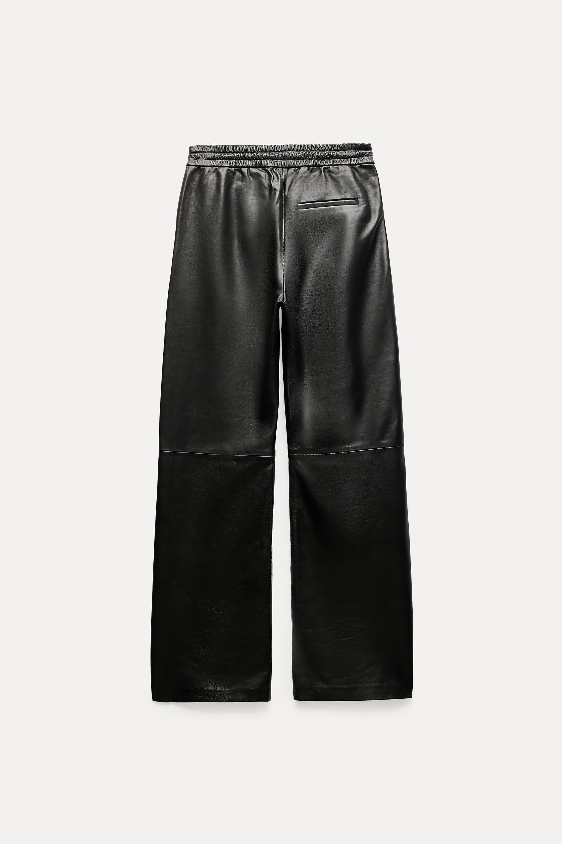 Zara Woman Black Capri Length Pants with Metal Stud Waist Band
