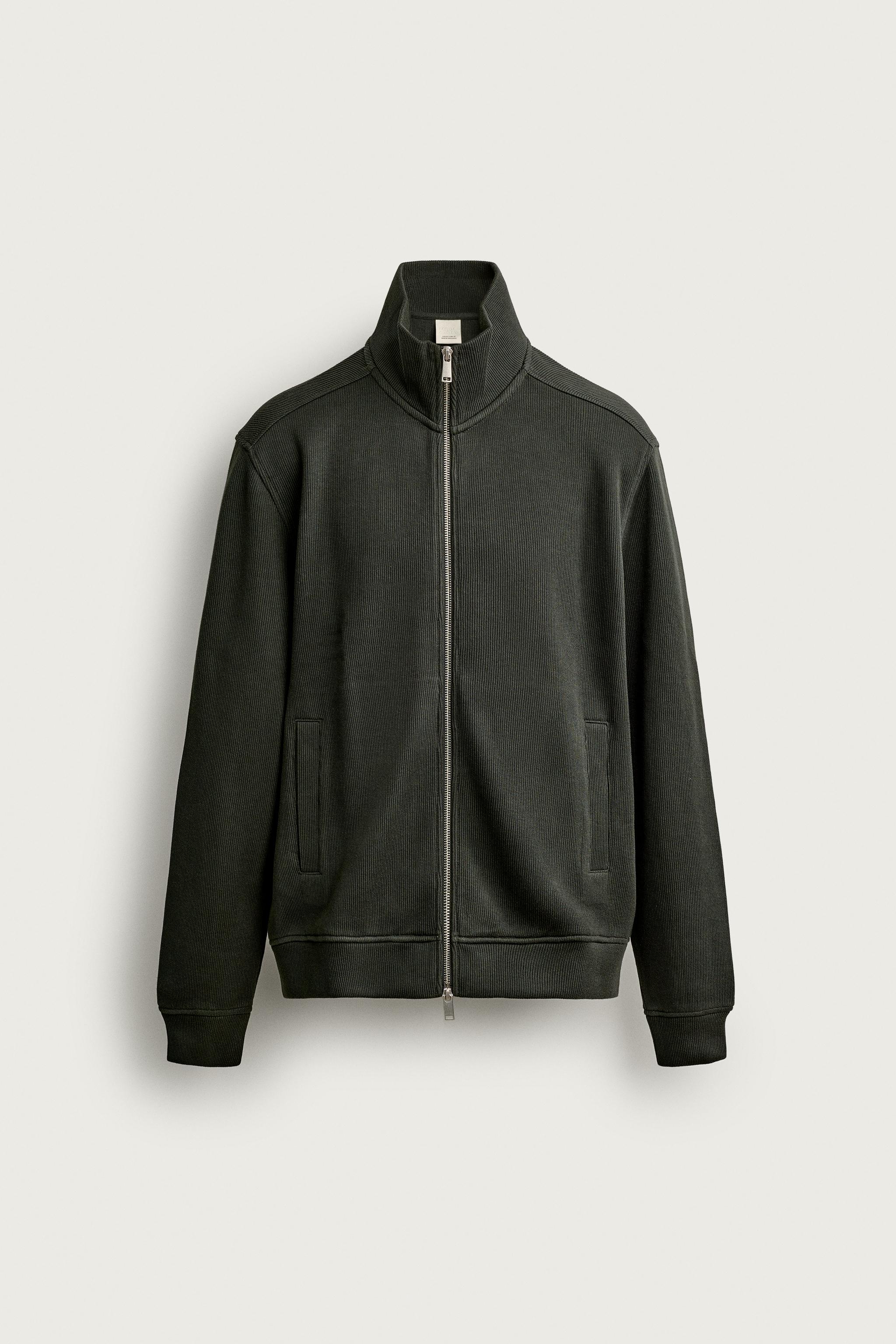 REGULAR FIT ZIP-UP JACKET — Greenish