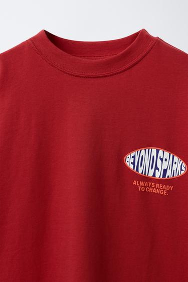 T-SHIRT LOGO EN RELIEF - Rouge vif de Zara - Image 2