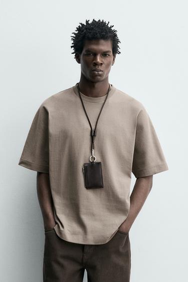 ТЕНИСКА СЪС СТАНДАРТНА КРОЙКА HEAVYWEIGHT - Кафяв / Сивокафяв от Zara