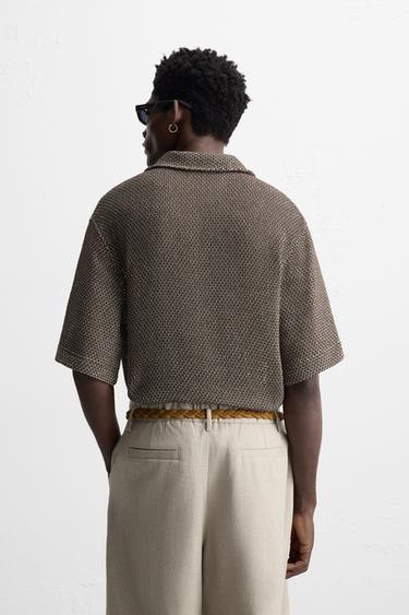 POLO STRUCTURE OUVERTE - Écru / Marron de Zara - Image 3
