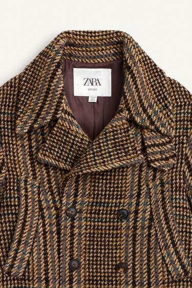 MANTEAU COURT À CARREAUX AVEC ÉCHARPE ÉDITION LIMITÉE - Marron de Zara - Image 11