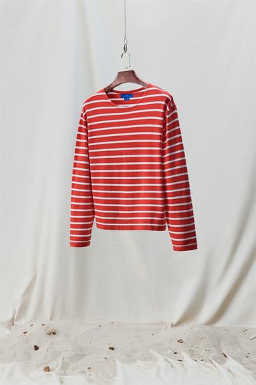 BLUZË JACQUARD ME VIJA AARON LEVINE X ZARA - E bardhë/ E kuqe nga Zara