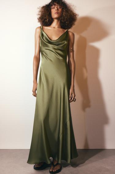 TOP SATINADO ASIMÉTRICO ZW COLLECTION  - Khaki de Zara