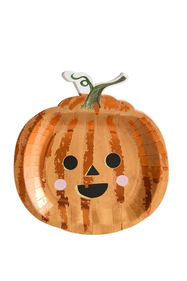 KIDS' HALLOWEEN PUMPKIN PAPER PLATES (PACK OF 12) - Multicoloured by Zara