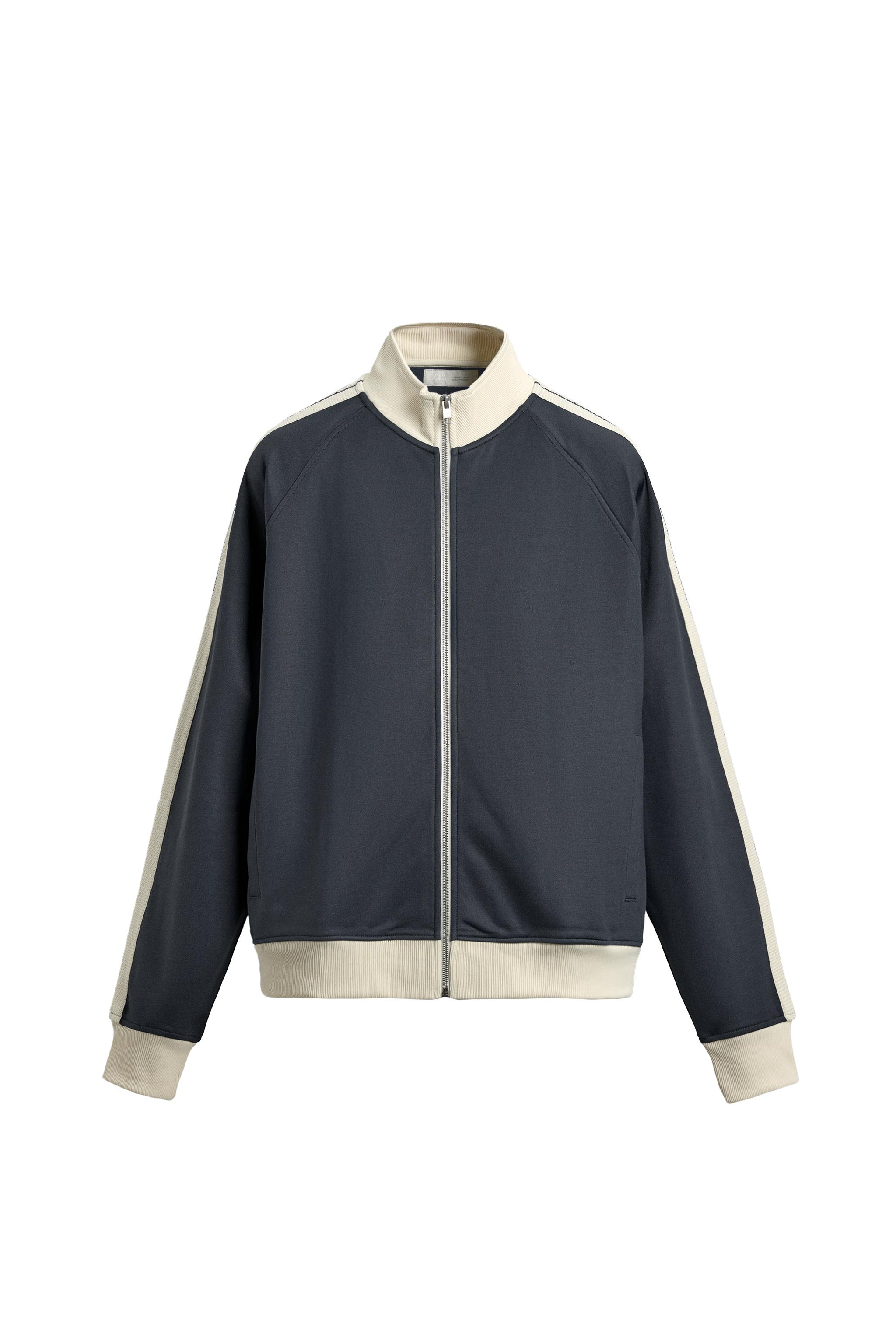 STRIPED ZIP-UP SWEATSHIRT - Blue | ZARA South Africa