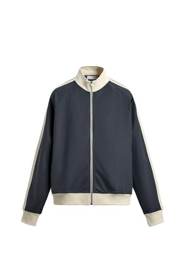 MOLETOM COM FAIXAS E ZÍPER - Azul da Zara