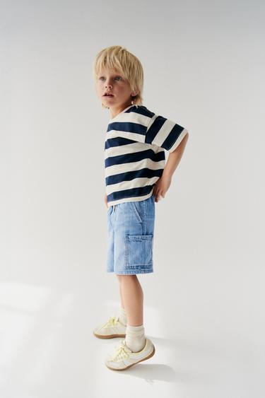 STRIPED T-SHIRT - Navy blue by Zara