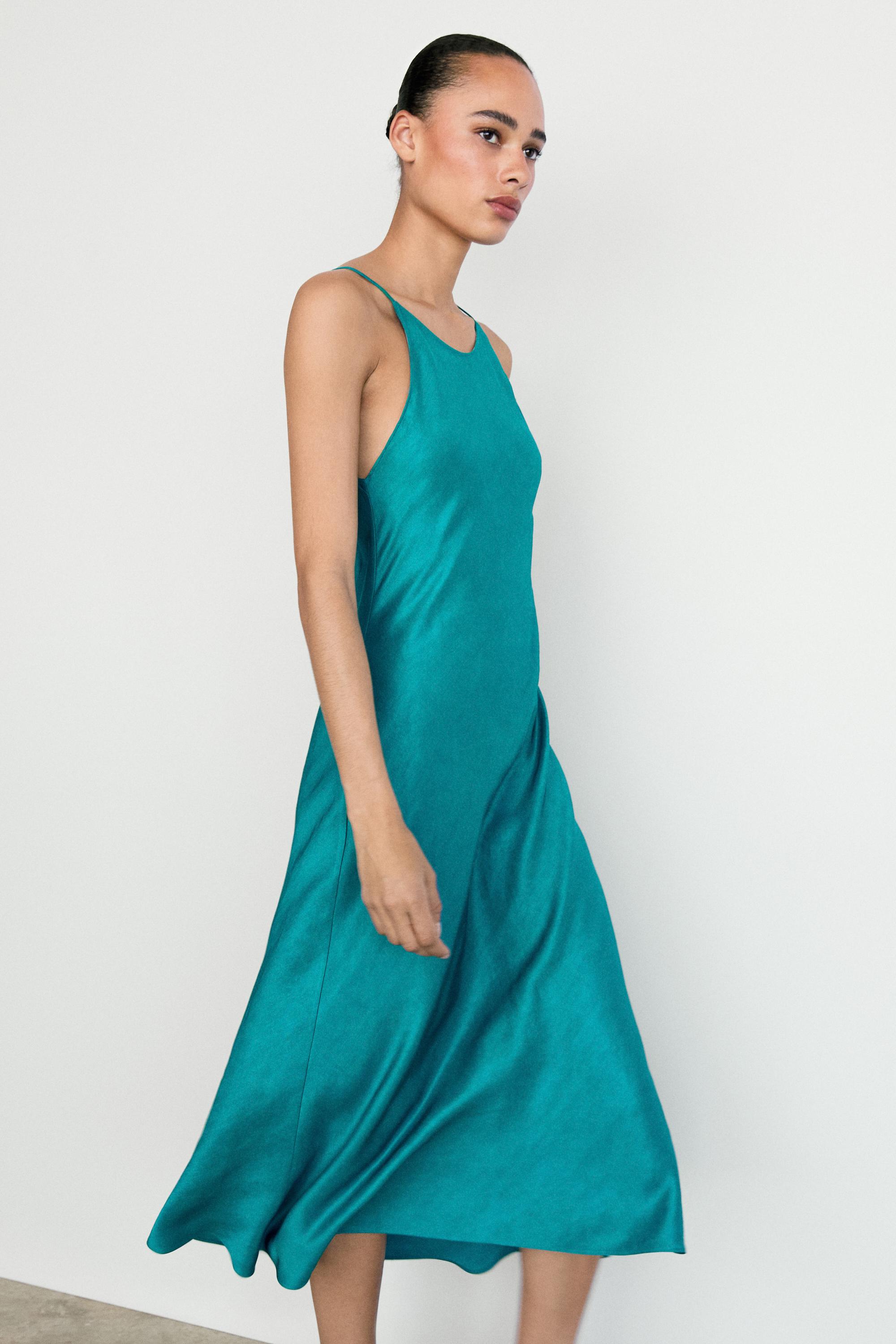 Flowing satin midi dress