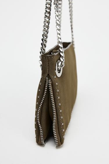 STUDDED ELONGATED BAG - Taupe Grey by Zara - Image 4