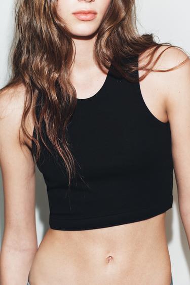 TOP COURT SANS MANCHES - Noir de Zara - Image 2
