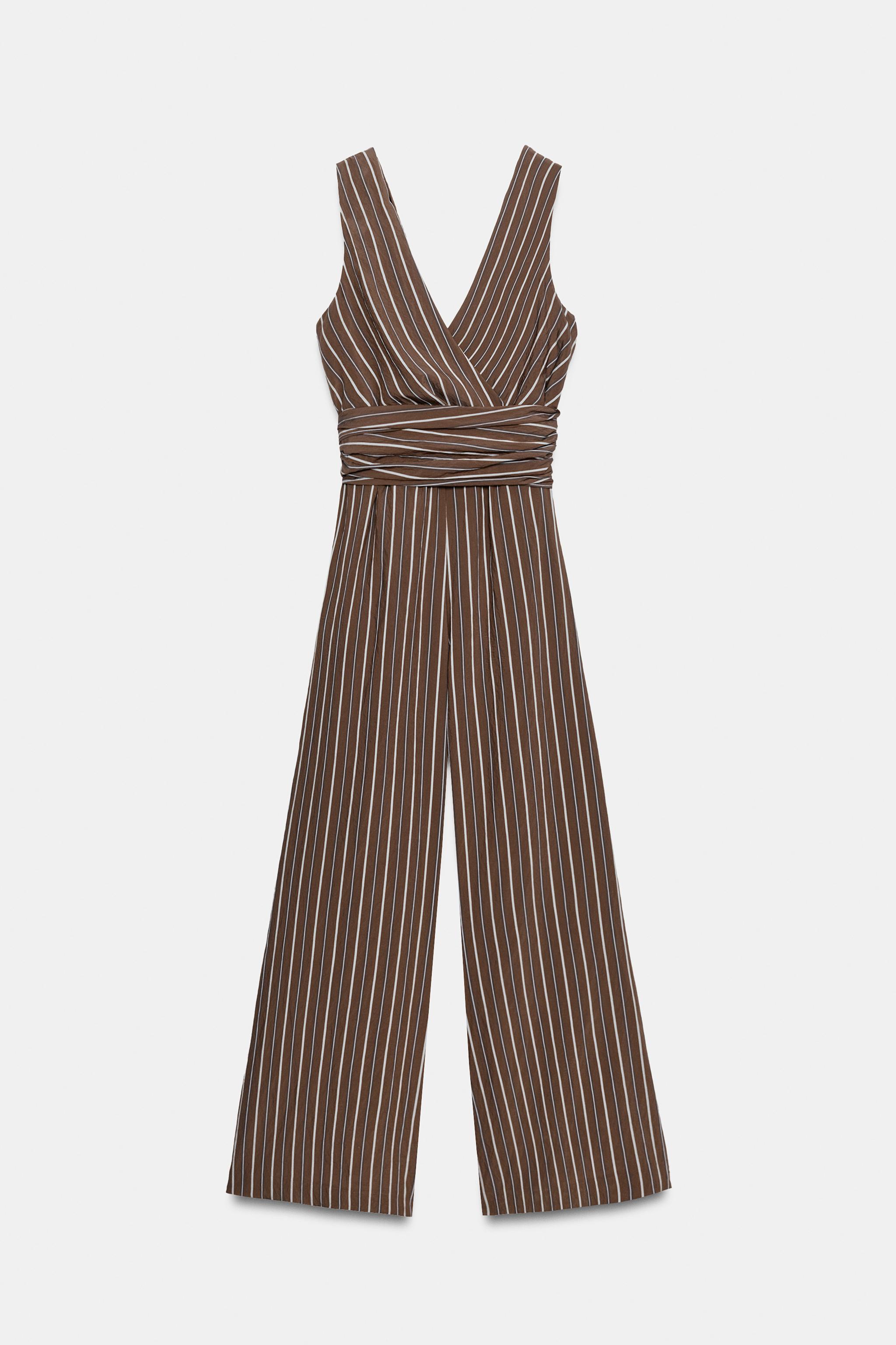 Zara STRIPED BELTED JUMPSUIT — фото 7