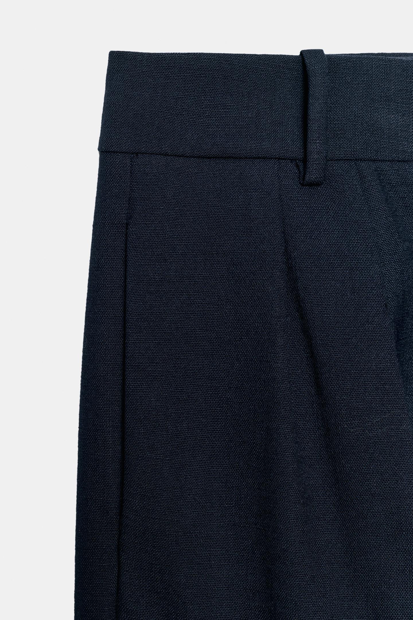 Женские брюки Zara ZW Collection Pleated, цвет: Тёмно-синий — фото 7