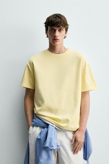 CONTRAST MOCK LAYER T-SHIRT - Light yellow by Zara - Image 1