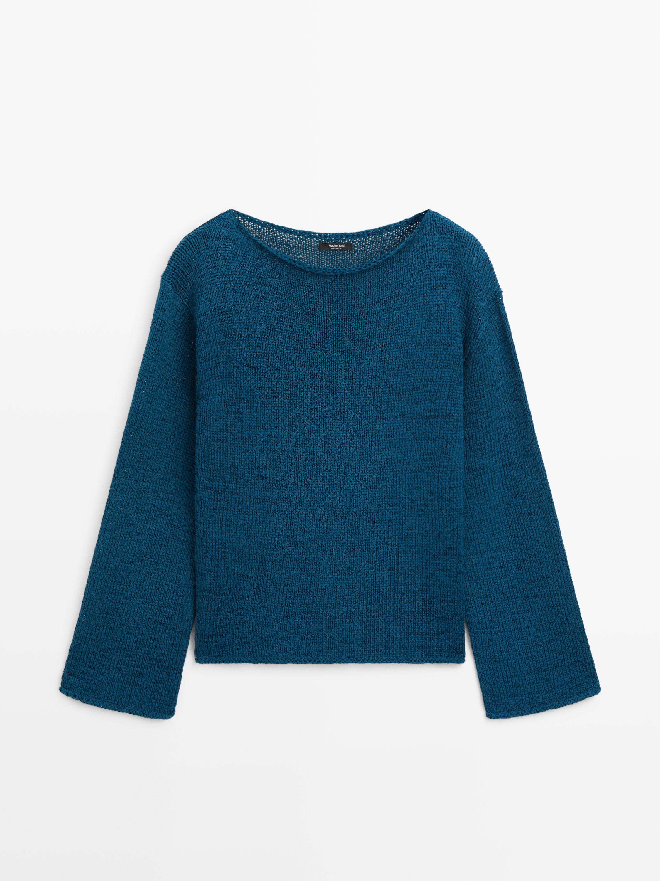 Pull en maille ajourée de coton mélang
