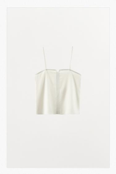 TOP STYLE LINGERIE SATINÉ - Blanc cassé de Zara