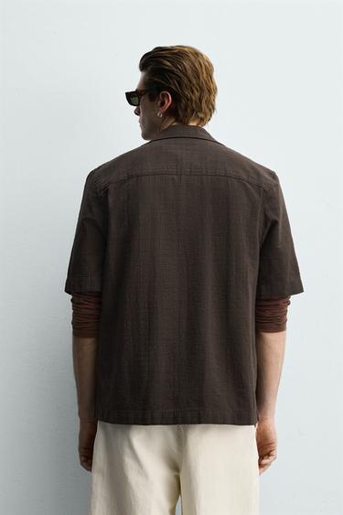 REGULAR FIT TEXTURED SHIRT - Brown by Zara - Image 2