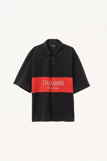 Zara EMBROIDERED COLOR BLOCK POLO SHIRT WILLY CHAVARRIA X ZARA - Black