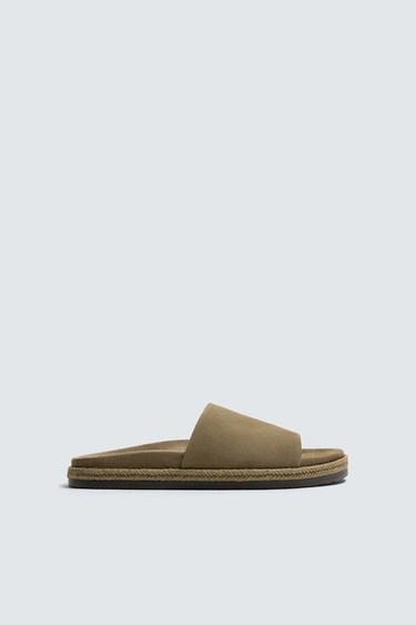 Zara LEATHER SANDALS - Taupe Gray
