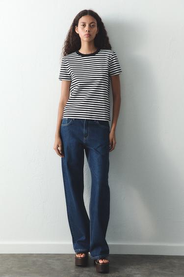 JEANS TRF WIDE LEG TIRO MEDIO - Índigo oscuro de Zara