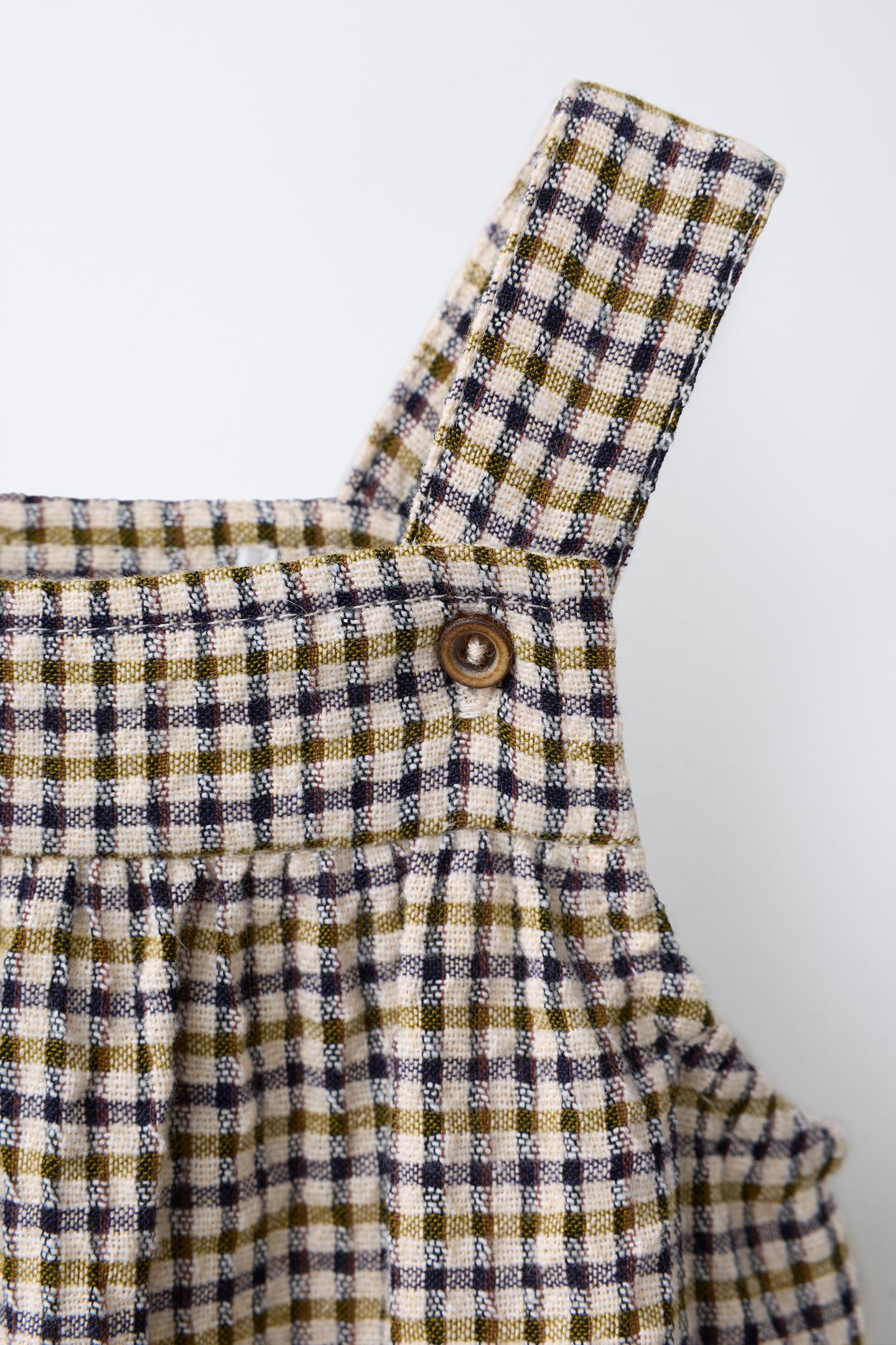 Детский комбинезон Zara Checked Texture Romper, цвет: Oil — фото 3