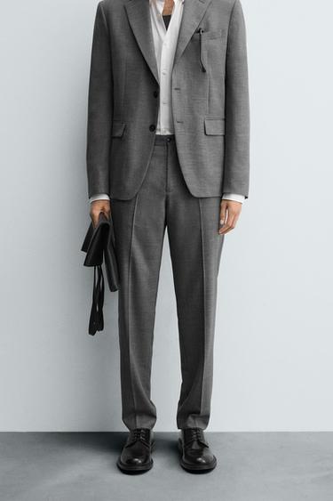 Zara PLAID SUIT PANTS - Gray marl