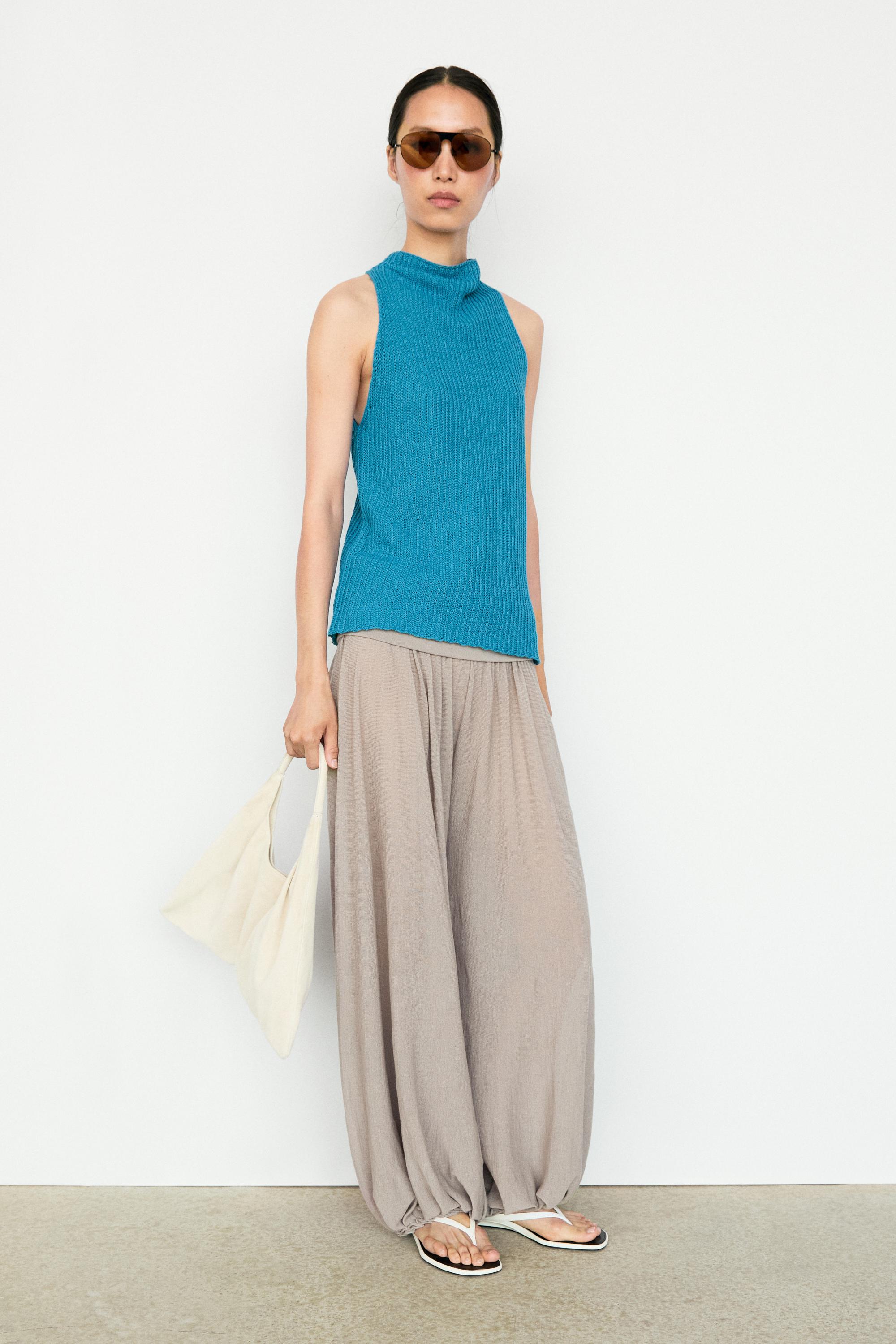 Linen knit top with button details