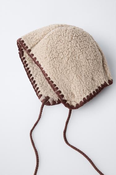 FAUX SHEARLING BONNET WITH CONTRAST TRIMS - Beige by Zara - Image 2