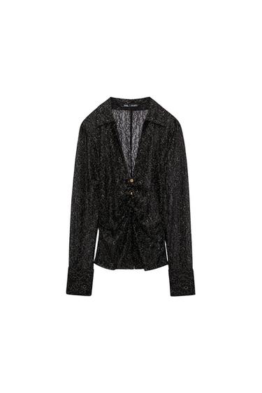 GOLD BUTTON LACE SHIRT