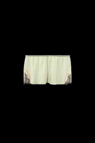 LINGERIE-SHORTS MIT SPITZE - Seegrün von Zara - Bild 0