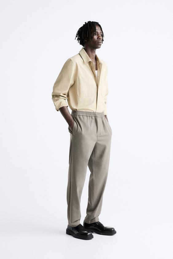 TROUSERS WITH FRONT SEAM DETAIL - Beige