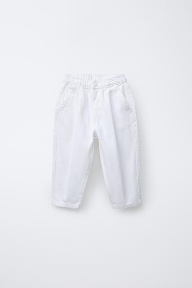 TWILL BALLOON TROUSERS - White by Zara - Image 0
