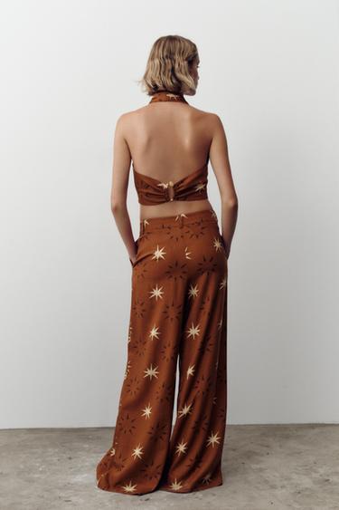 PANTALON LARGE IMPRIMÉ SOLEIL AVEC LIN - Terracota de Zara - Image 3