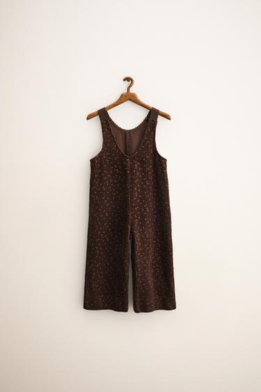 ZARA TIMELESS - SALOPETTE EN VELOURS CÔTELÉ À FLEURS - Marron de Zara - Image 1