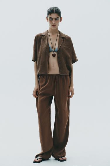 CAMISA FLUIDA BOLSILLO - Chocolate de Zara - Imagen 0