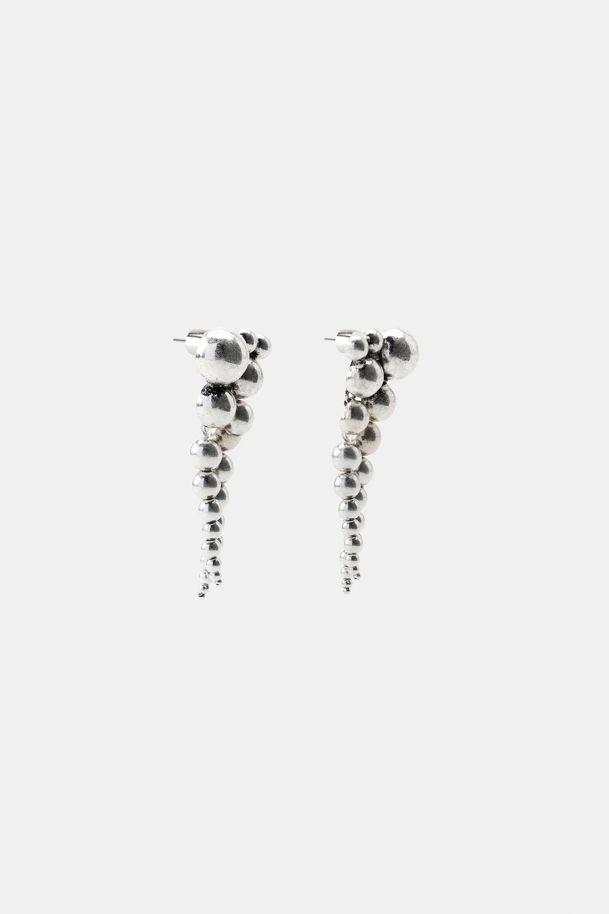 LONG METAL BALL EARRINGS - Silver | ZARA United States