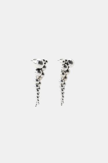 METAL BALL DANGLE EARRINGS - Silver by Zara - Image 2