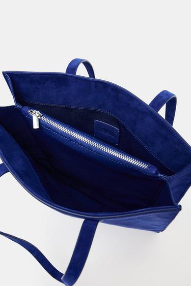 SAC SHOPPER EN DAIM - Bleu de Zara - Image 6
