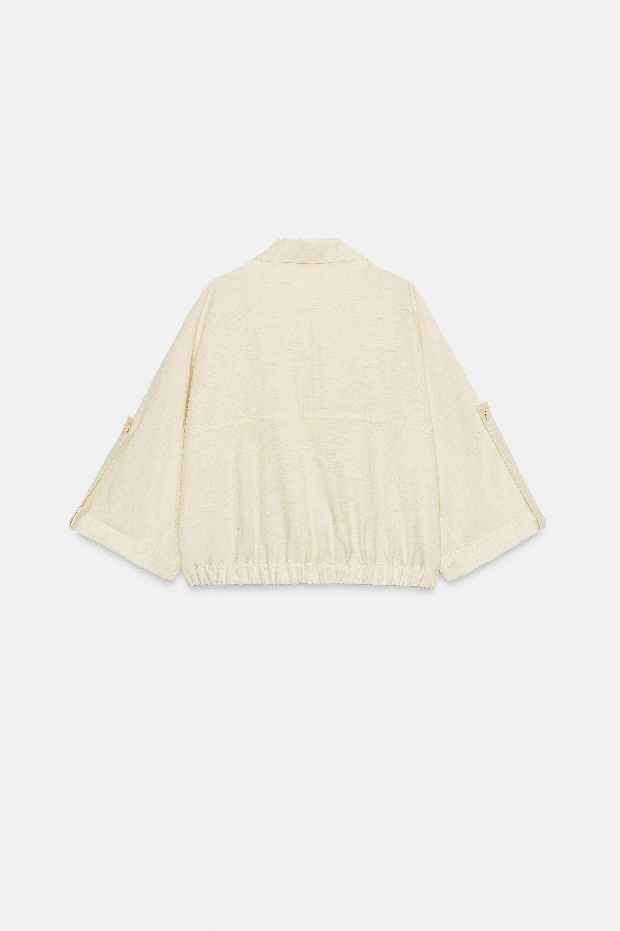 Женские блузки Zara ROLL-UP SLEEVE SAFARI BLOUSE — фото 8