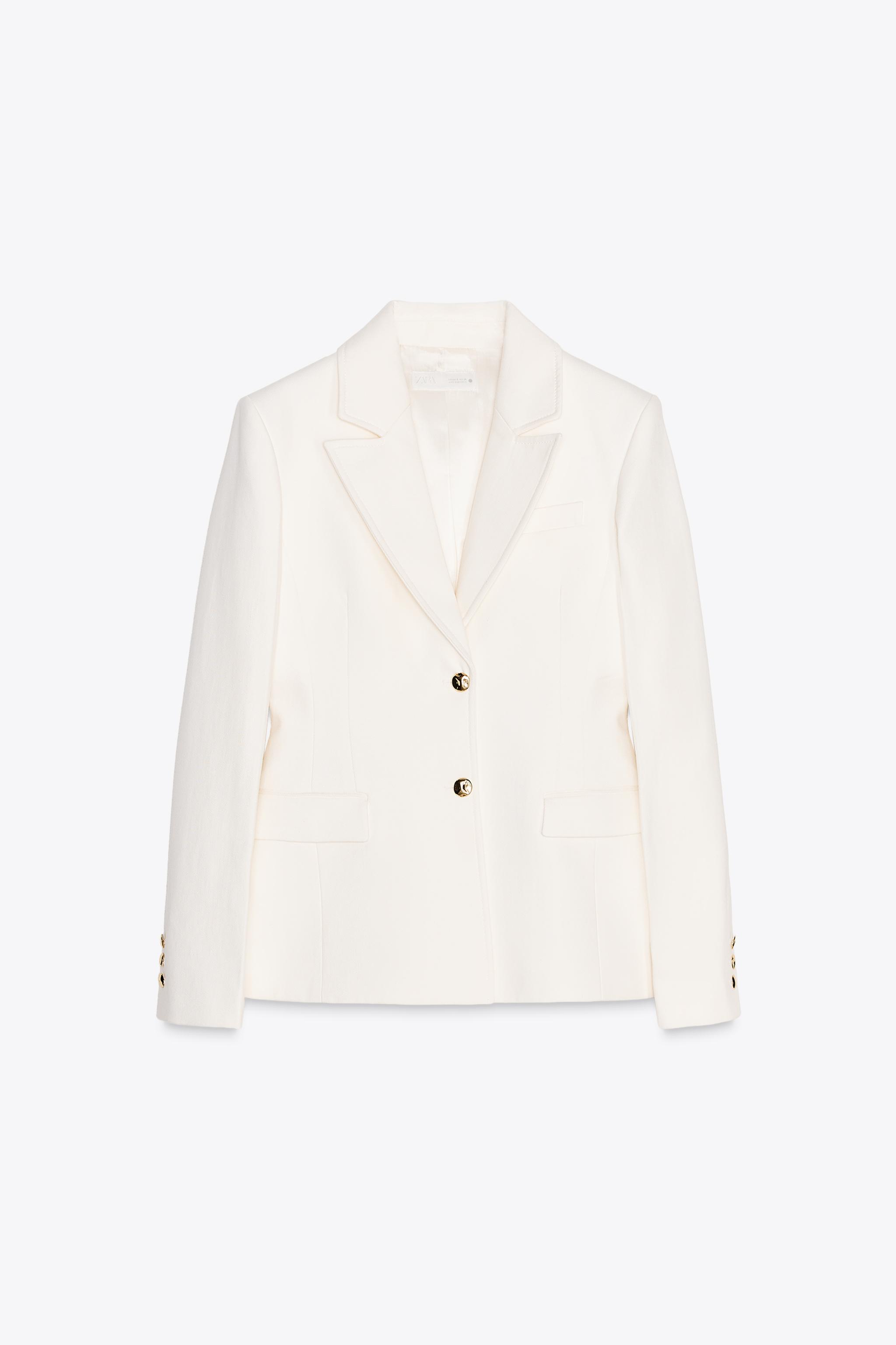 ZW COLLECTION デニムブレザー、ボタン付き - ホワイト | ZARA