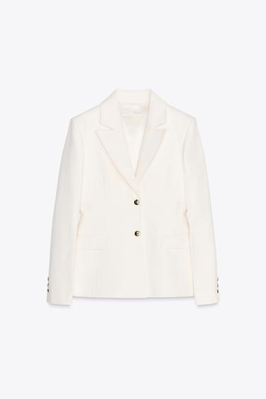 ZW COLLECTION DENIM BLAZER WITH BUTTONS - White by Zara - Image 6