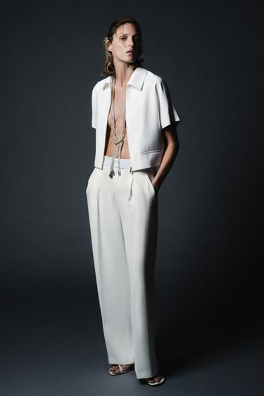 ZW COLLECTION CROPPED JACKET - Ecru by Zara