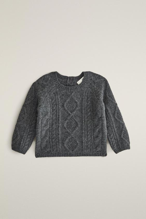 BABY CABLE-KNIT CASHMERE SWEATER - Dark grey by Zara - Image 0