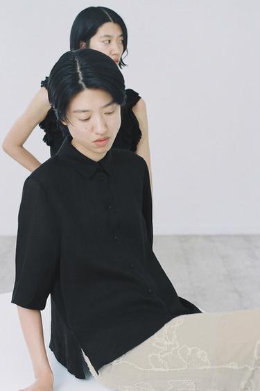 ZW COLLECTION RAMIE SHIRT - Black by Zara