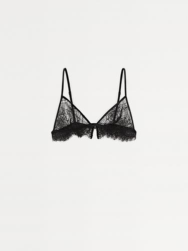 Bralette encaje con algodón - Negro de Zara