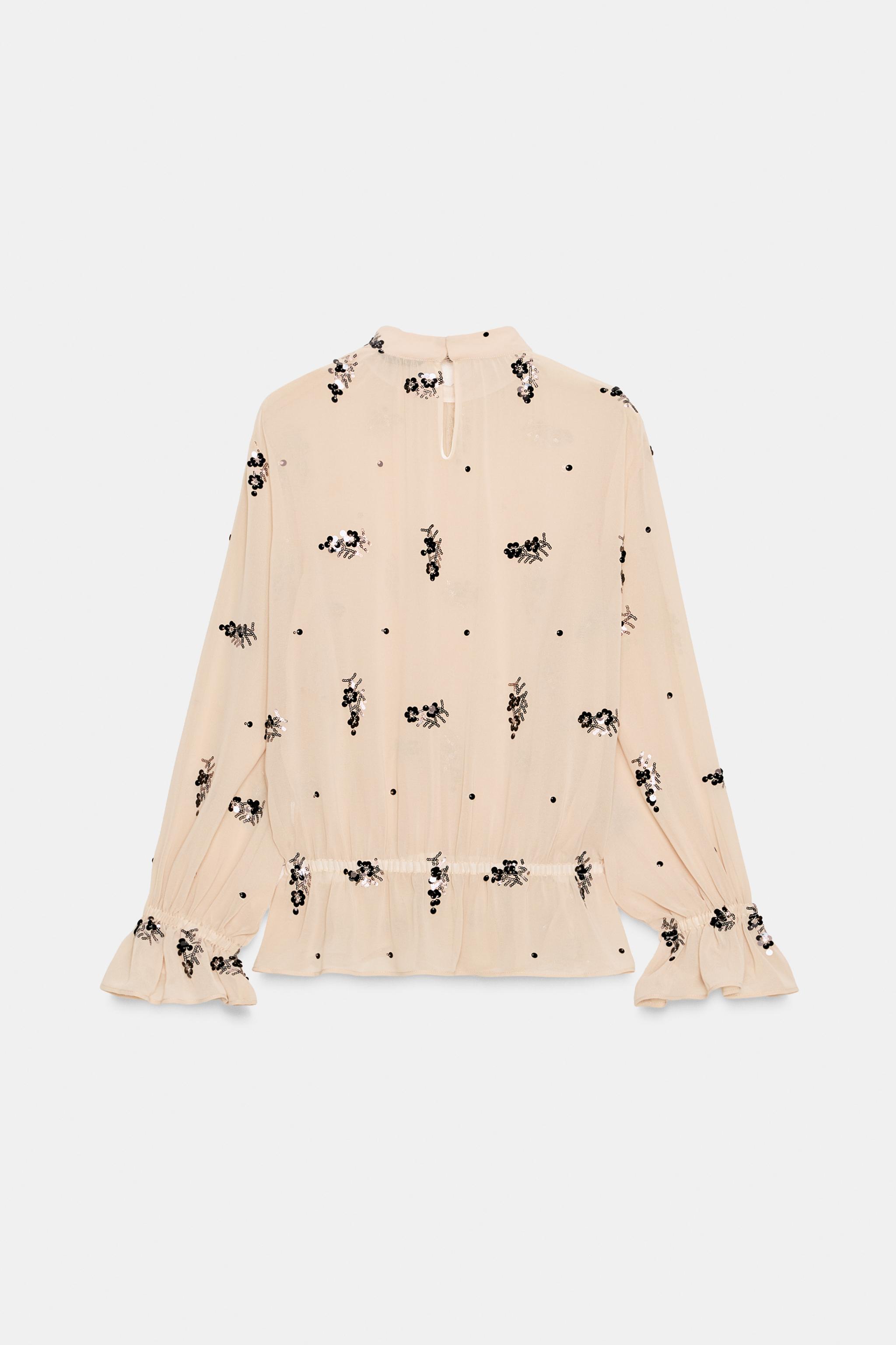SEMI-SHEER SEQUIN BLOUSE